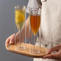 Copa de Champán de Vidrio Borosilicato Transparente de 100 ml con Copa Interior para Vino, Copa Alta Cilíndrica para Degustación de Cócteles