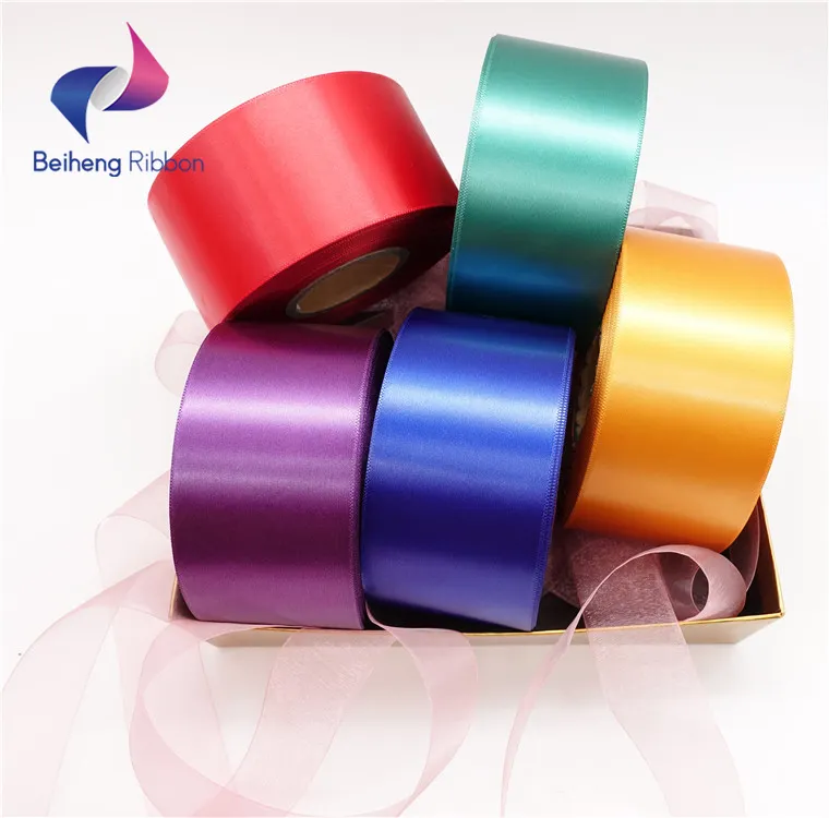 China Breite 100mm 100% Polyester breite Satin bänder 100 Yards Hersteller