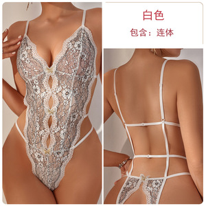 性感睡衣女性性感内衣深v露背蝴蝶蕾丝情色开裆泰迪紧身衣F4171 - Product Image 6