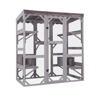 Maison pour chat en bois de pin moderne, résistante aux intempéries, grande, écologique, luxueuse, enclos pour animaux de compagnie, cage, villa, chatier de jardin