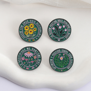 Interesante Citas de flores españolas Optimista Y Positivo Sobre Cada Elección Esmalte Pins Broches redondos divertidos Insignia de solapa Joyería - Product Image 3