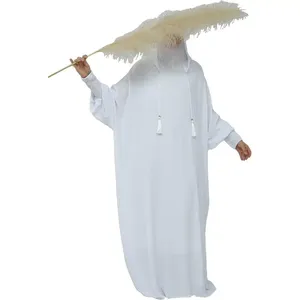 Robe de prière musulmane Khalat, Abaya unie à capuche, robe longue maxi <span class=keywords><strong>pour</strong></span> femmes, Jilbab islamique de Dubaï, OEM/Personnalisé - Product Image 5