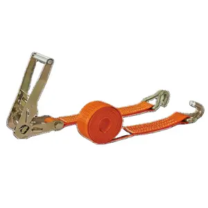 TOYO-INTL DL tipo catraca de poliéster tie down strap carga cinto de amarração retrátil com dupla J-ganchos