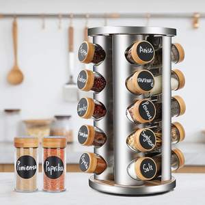 Organizador de especias giratorio vertical de 20 frascos, estante de vidrio para cocina, estante giratorio para especias, soporte para hierbas - Product Image 5