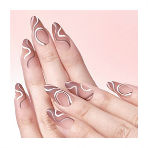 <span class=keywords><strong>Faux</strong></span> ongles longs en amande tendance, pointes d'ongles nues, <span class=keywords><strong>dessin</strong></span> de rayures blanches, <span class=keywords><strong>faux</strong></span> ongles simples, boîte d'emballage personnalisée de luxe, ongles à presser - Product Image 6
