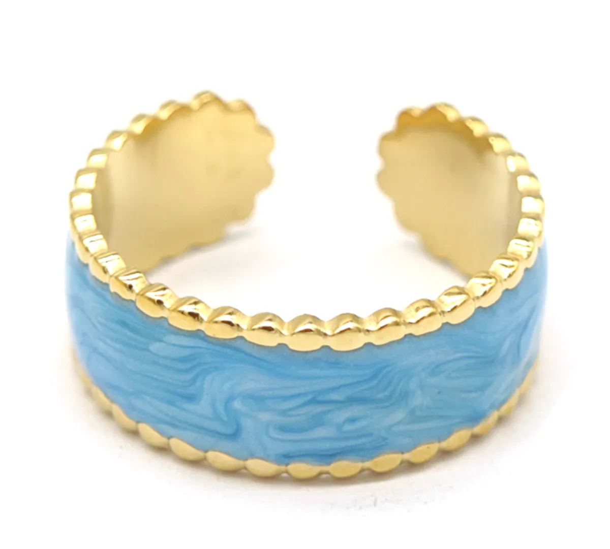 Halo beach jewelry pretty enamel open size enamel stainless steel ring women