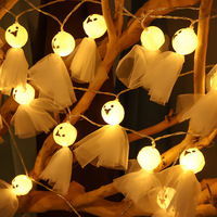 Lampu Tali LED Halloween Bentuk Labu, Lampu Peri Bola Mata Tengkorak Bertenaga Baterai, Dekorasi Pesta, Kalung