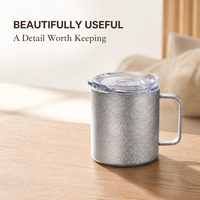Tasse en titane à double paroi avec couvercle, finition cristal colorée, pour thé, café, bureau et extérieur, personnalisable avec logo, vente en gros