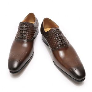 Chaussures habillées Oxford en cuir pour hommes, talon court, design italien haut de gamme - Product Image 2