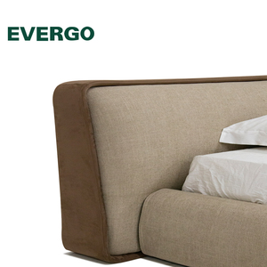 Cama Tapizada Doble Minimalista <span class=keywords><strong>de</strong></span> Tela para Dormitorio, Estructura <span class=keywords><strong>de</strong></span> Cama Queen Size Moderna para Dormitorio, Hotel, Apartamento <span class=keywords><strong>de</strong></span> Lujo - Product Image 3