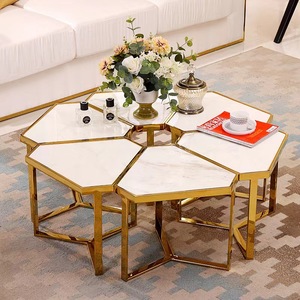 Tối giản hiện đại phòng khách thép không gỉ khung vàng Đá Cẩm Thạch Đầu Bàn cà phê của <span class=keywords><strong>5</strong></span> Bàn cà phê nhỏ - Product Image 3