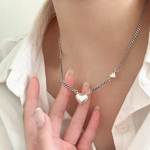 สร้อยคอหัวใจเงินแท้ S925 สำหรับผู้หญิง สายโซ่สั้น ใส่ได้ทุกวัน - Product Image 1