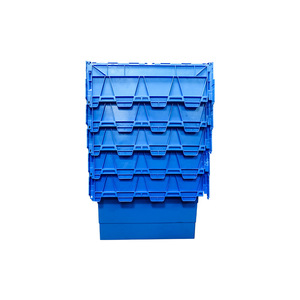 Blue Plastic Turnover <b>Crates</b> With Lids <b>Stackable</b> For Food Pharmacy Logistics Storage PP Material Injection Molding - Product Image 3
