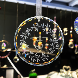 Blank <b>Crystal</b> Glass Hanging Christmas Ornament Customized Round K9 <b>Crystal</b> Ornaments - Product Image 6