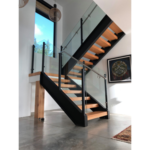 Rampe d'escalier en verre Georgia avec main courante en <span class=keywords><strong>bois</strong></span> <span class=keywords><strong>Balustrade</strong></span> intérieure en verre de sécurité au design moderne <span class=keywords><strong>pour</strong></span> escaliers - Product Image 3