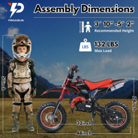 Motor Trail Mini 49cc 2 Tak untuk Anak, Berbahan Bakar Bensin, Starter Tarik, Berpendingin Udara, Kecepatan 25MPH
