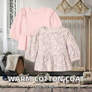 Abrigo de Invierno para Bebés Niñas, con Capucha, Transpirable, Forro Grueso de Algodón, Cierre de Botón, Cálido, Casual, Estampado, JIAHE CHC0021 - Product Image 2