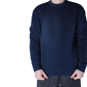 Suéter de Punto para Hombre, Cuello Redondo, Color Azul Marino, Corte Clásico Regular, Manga Larga, Informal, para Invierno, con Logotipo Personalizado, Venta al Por Mayor - Product Image 1