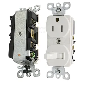 Single Pole Combination Toggle Light Switch and Outlet, White