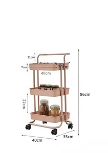 Organisateur mobile Chariot de <span class=keywords><strong>salon</strong></span> de coiffure Chariot de cuisine Étagère de rangement 3 couches pour snacks et légumes Chariot à roulettes avec roues - Product Image 6