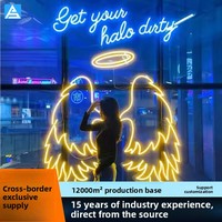 Meilleures ventes e-commerce transfrontalier : Enseignes lumineuses néon personnalisées en forme d'ailes d'ange avec plaques arrière en acrylique, indice de protection IP65 pour extérieur