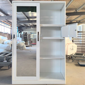 Home Cloth Storage Mirrored Sliding <span class=keywords><strong>2</strong></span> Tür Eisen Almirah Metalls chrank Custom Pattern Printing Stahl möbel Kleider schrank Schlafzimmer - Product Image 3