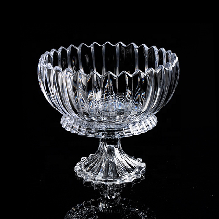 Домашняя декоративная большая кристально чистая стеклянная футовая чаша для фруктов с базовой подставкой