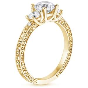 Elegante Anillo de Compromiso en Tono Dorado con Diamantes Brillantes, Joyería Romántica para Propuesta de Matrimonio, Regalo para Novia - Product Image 2