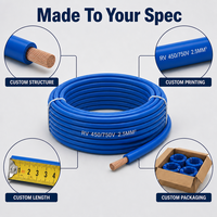 Câble de connexion électrique RV 60227 IEC 02, 1,5 mm², 450/750 V, monoconducteur, en cuivre nu torsadé, isolé en PVC