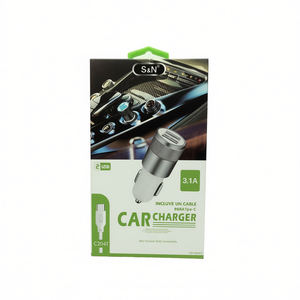 ที่ชาร์จในรถยนต์ S N 3.1A แบบสองพอร์ต USB พร้อมสาย Type C สำหรับอุปกรณ์มือถือ - Product Image 2