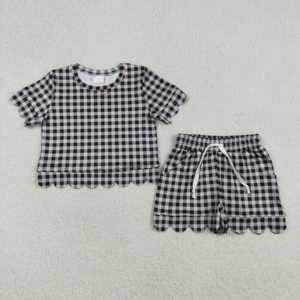 Ensembles de vêtements décontractés pour filles à imprimé écossais coloré, mode estivale, shorts en coton respirant à bord festonné, vêtements pour sœurs et enfants - Product Image 6