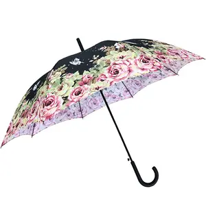 Nieuwe Uitvinding Promotie Volledige Rechte Paraplu Reclame Paraplu Custom Paraplu Bloemenprint