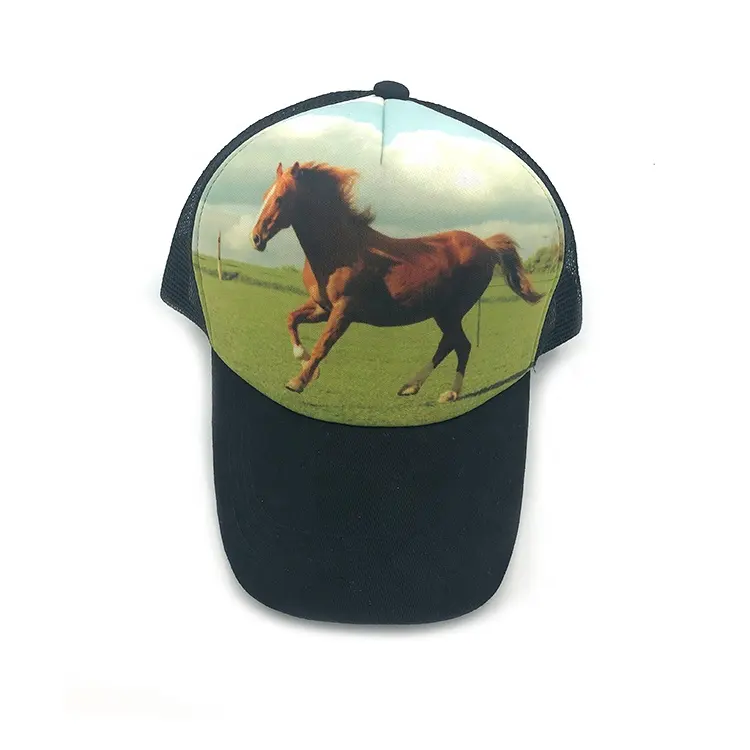 Custom logo breathable polyester hat trucker 2021 sublimation animal trucker hat digital printing trucker cap