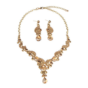 XLNK501 באיכות גבוהה כלה Rhinestones שרשרת עגילי תכשיטי סט נשים אופנה לוקסוס קריסטל תכשיטי סט - Product Image 2