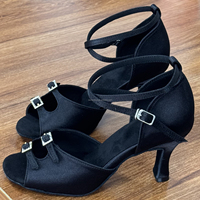 LUOQIAO S035 Chaussures de danse latine/salsa/bachata professionnelles pour femmes adultes, satin noir, semelle souple pour la performance