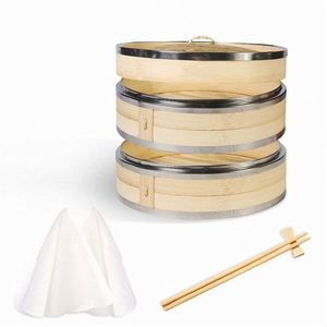 Cuiseur vapeur pliable en acier inoxydable <span class=keywords><strong>pour</strong></span> la cuisson, avec panier vapeur en bambou et cuiseur vapeur à <span class=keywords><strong>couscous</strong></span> en bois <span class=keywords><strong>8</strong></span> compartiments - Product Image 2