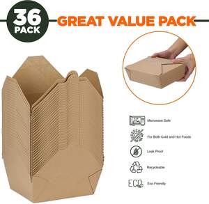 Boîtes en carton kraft brun personnalisées à bas prix avec logo pour la restauration, les plats à emporter, les hamburgers, les gâteaux, les contenants alimentaires - Product Image 2