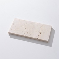 Plateau en Pierre Naturelle de Travertin Blanc de Luxe, Pierre Brute, Présentoir à Bijoux et Cosmétiques avec Support pour Bagues, Décoration d'Intérieur