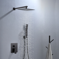 Ensemble de douches de salle de bain noires avec douchette murale dissimulée à 2 fonctions