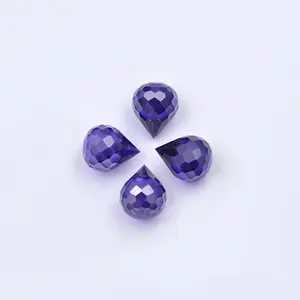 Factory price Hot sell cubic zirconia faceted gems beads purple Tear drop CZ bead stone for jewelry