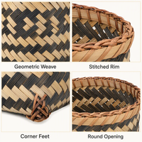 Panier tissé géométrique fait main, Organisateur bicolore, Rangement de salon à base carrée, Vente en gros OEM, Panier de rangement tissé