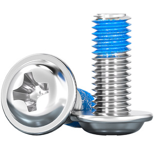 304 Stainless Steel Cross Round Head Screw With Washer Blue Coating M2 M3 M4 M5 M6 Anti Loosen For Communication Equipment - Product Image 1