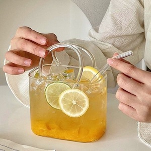 <strong>Creative</strong> Transparent <strong>Glass</strong> Handbag Cup with Lid and Straw for On-the-Go Drinkware - Product Image 6