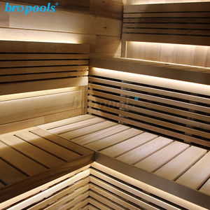 Sala de Sauna de madera de cicuta maciza para exteriores de Cedro rojo canadiense tradicional, 6KW húmedo de cabina de vapor, función de vapor seco, diseño de porche delantero - Product Image 5