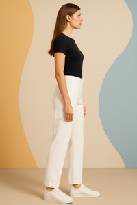 PANTALÓN CARGO REGULAR FIT PolySterBlend Ecológico Tela bordada duradera Crema Disponible en tallas S M L XL XXL - Product Image 3