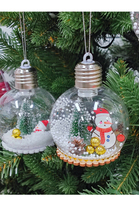 Boules de Noël en plastique transparentes de 8 cm, micro-paysages faits main, Père Noël, bonhomme de neige, décorations de Noël, boule lumineuse LED personnalisable