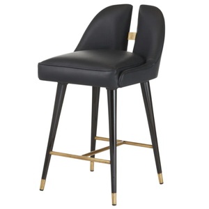 Crowley Counter Brass, Animal Hyde/Hide/<b>Leather</b>, and Wood Durable High Bar <b>Stool</b> for Home Bar & Dining Room - Product Image 1
