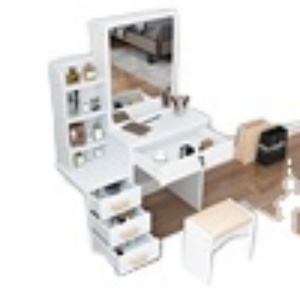 Miroir de coiffeuse simple et moderne avec lampe, table d'étude, table de chevet, mini table pour chambre à coucher - Product Image 3