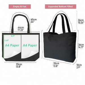 Sac fourre-tout pliable en toile brodée avec poches et fermeture éclair, sac fourre-tout personnalisé avec logo, sacs à main pour femmes, sac fourre-tout réutilisable en tissu doux - Product Image 5