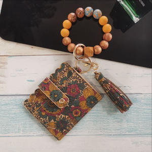 Unisex Exclusive Short Nylon Silicone Bead <b>Bracelet</b> Cork Cardholder Keychain Portable Button Closure Vintage Nylon Lining No - Product Image 6